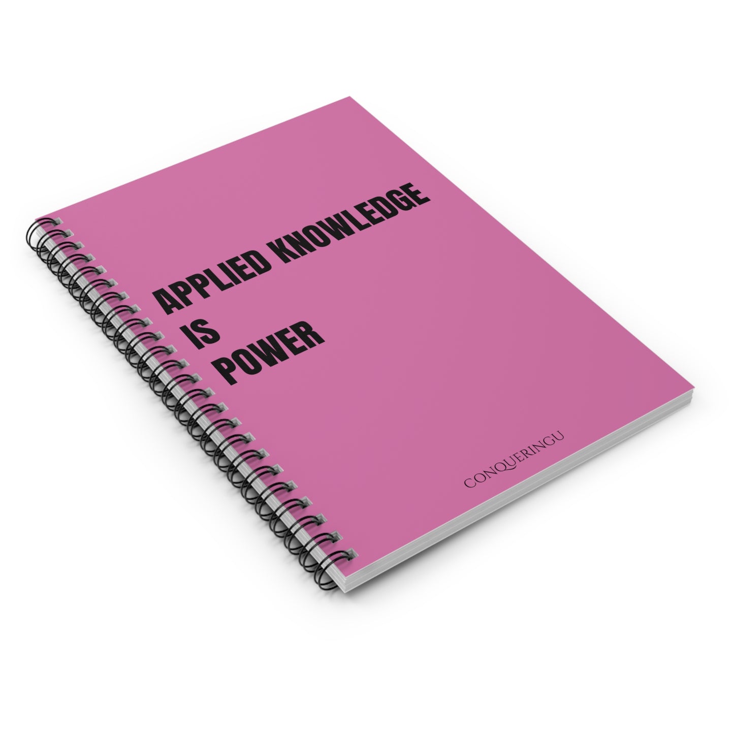 Applied Knowledge Is Power Light Pink Spiral Notebook - Ruled Line