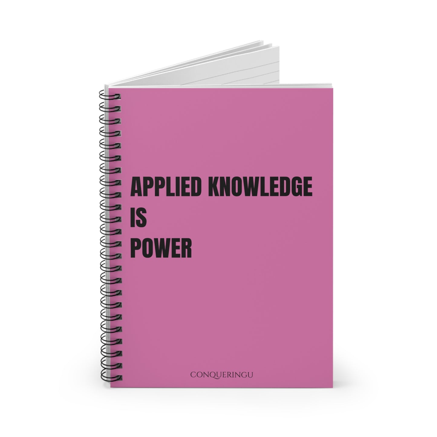 Applied Knowledge Is Power Light Pink Spiral Notebook - Ruled Line