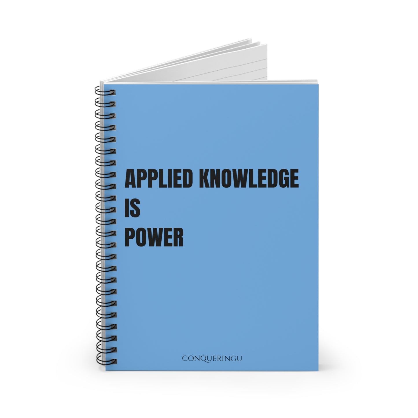 Applied Knowledge Is Power Light Blue Spiral Notebook - Ruled Line