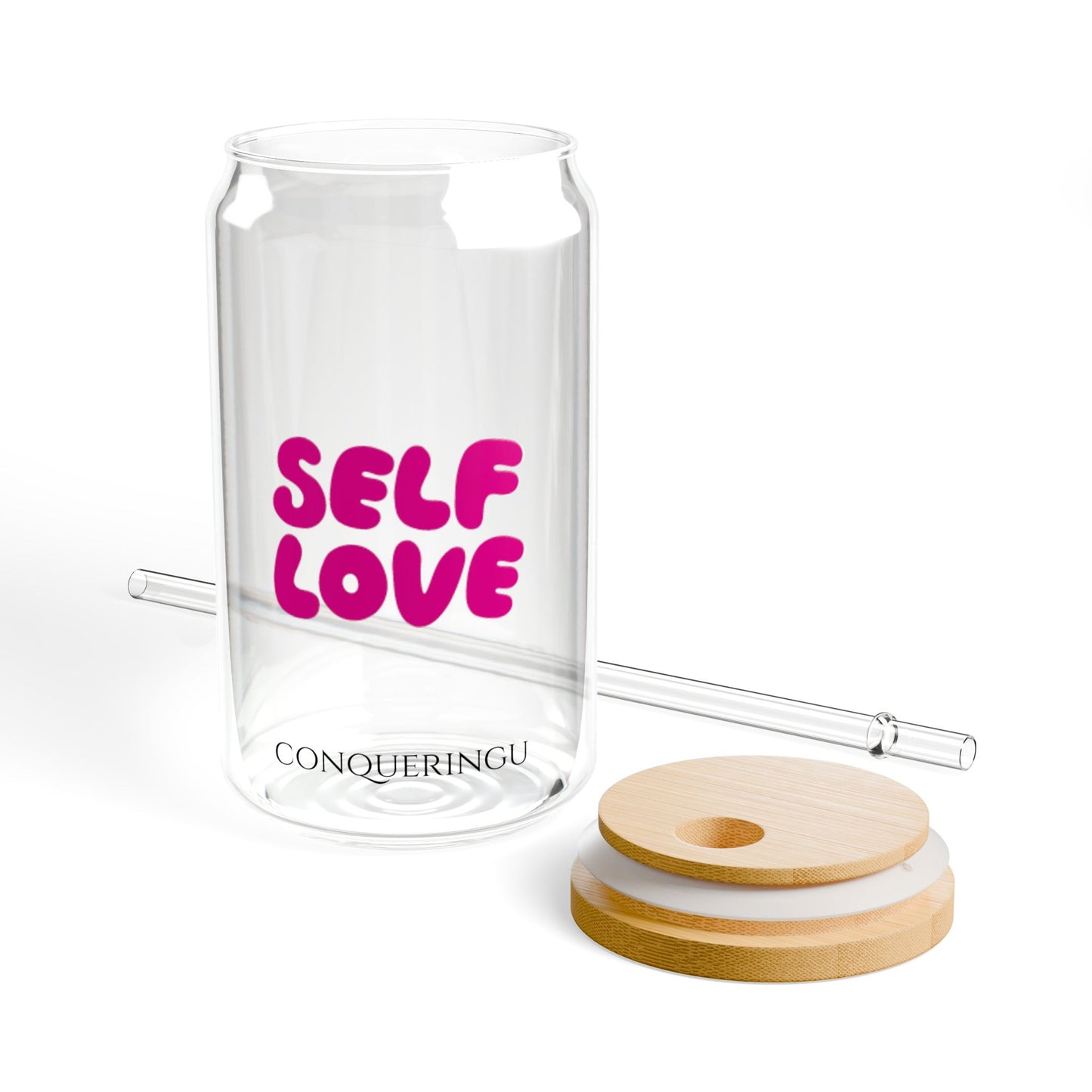 Self Love Bright Pink Sipper Glass, 16oz