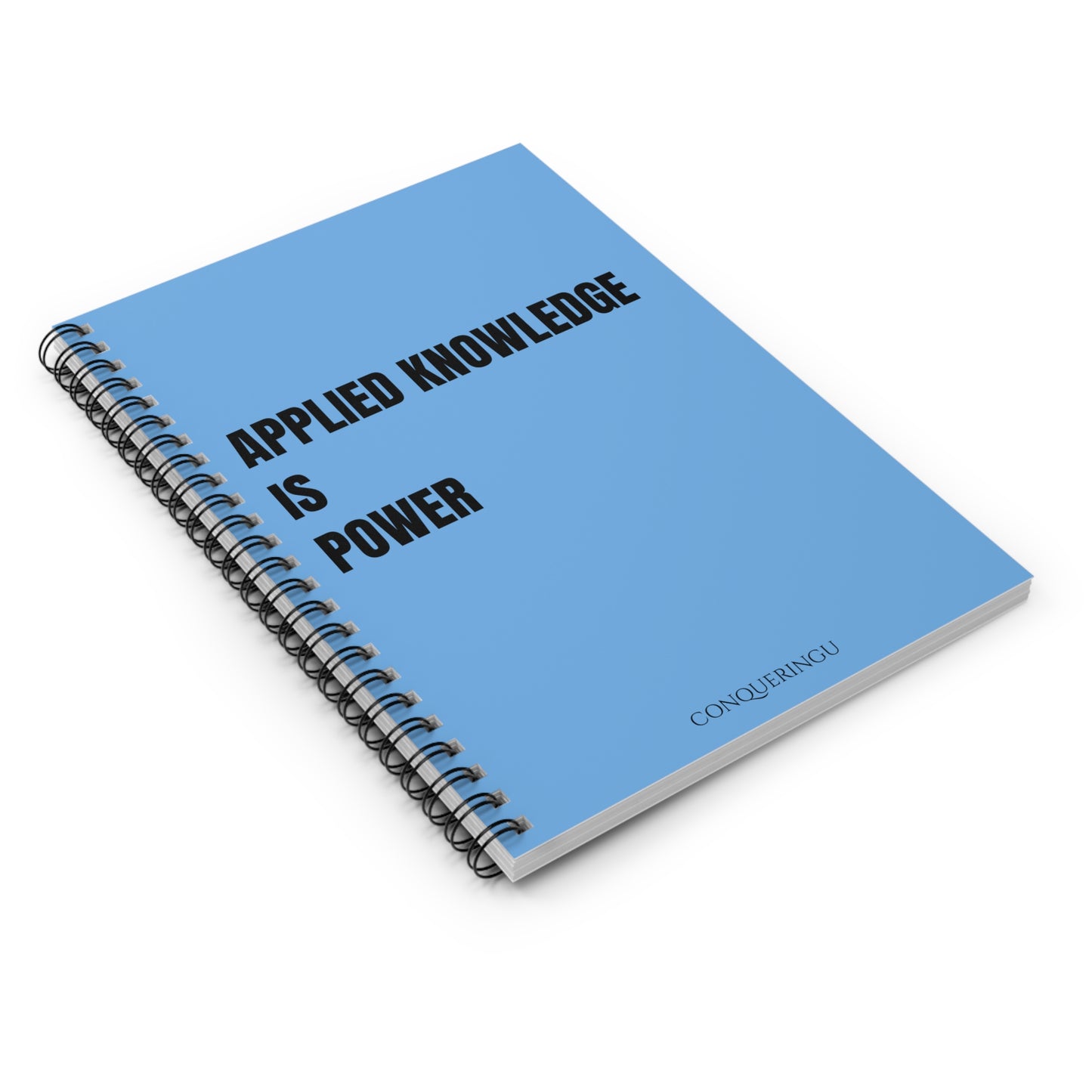 Applied Knowledge Is Power Light Blue Spiral Notebook - Ruled Line