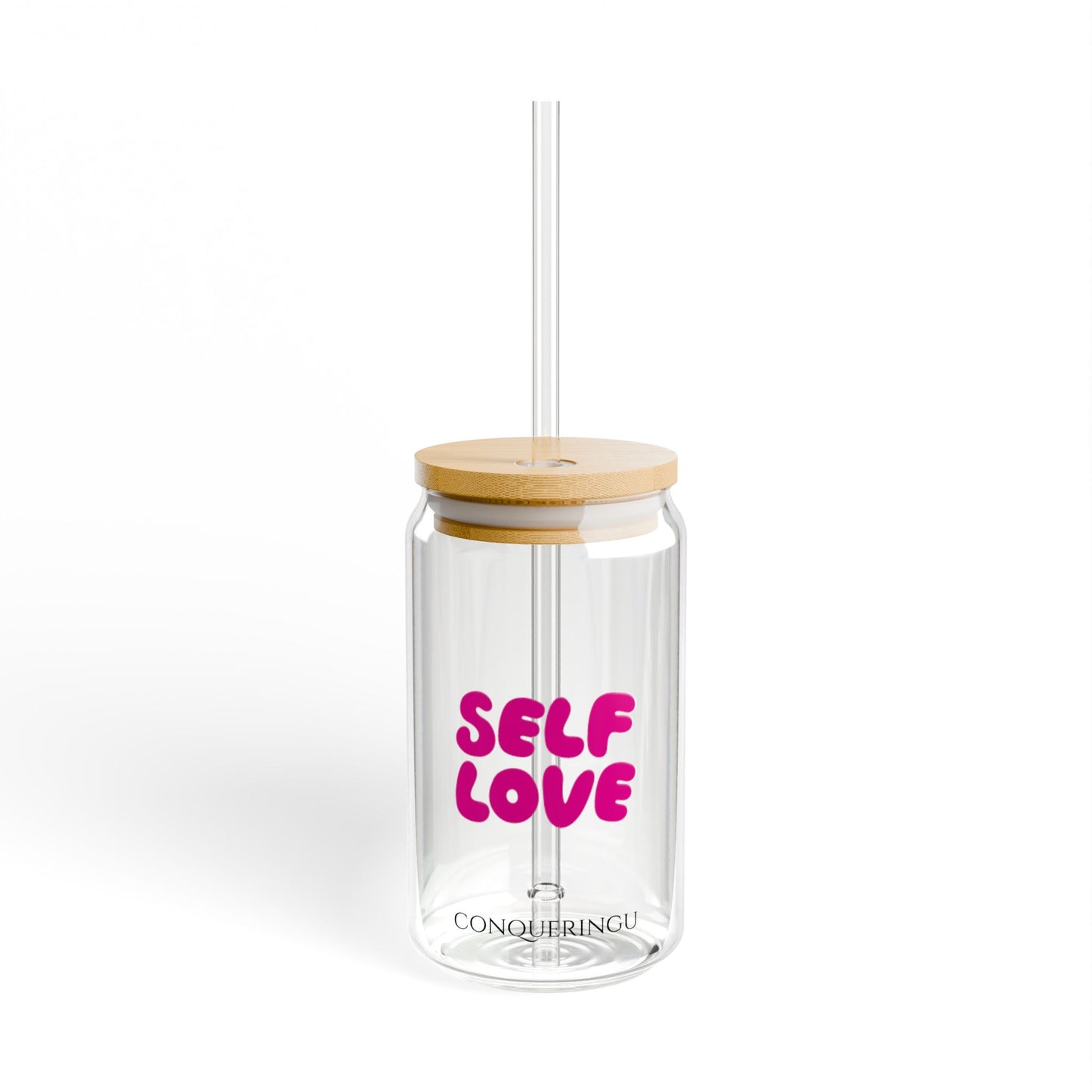 Self Love Bright Pink Sipper Glass, 16oz