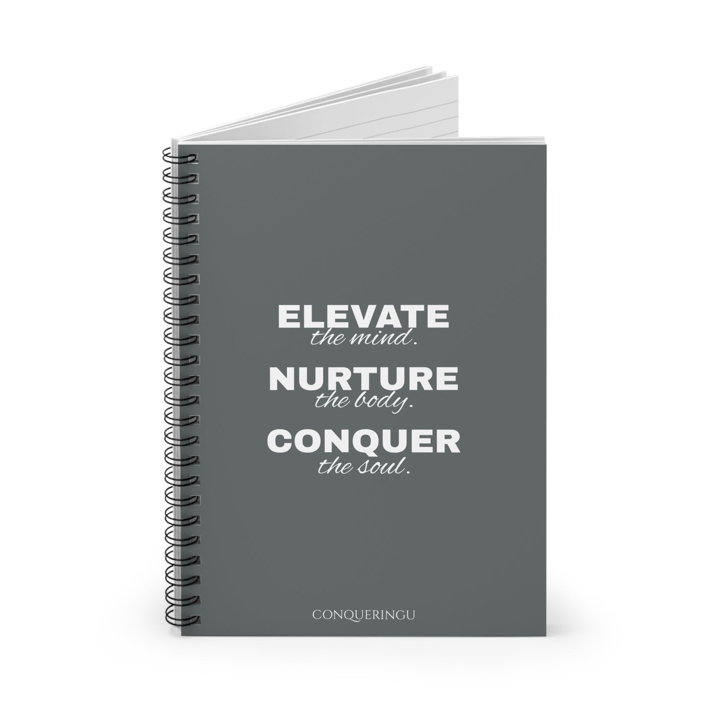 Empower. Nurture. Conquer Dark Grey Spiral Notebook - Ruled Line