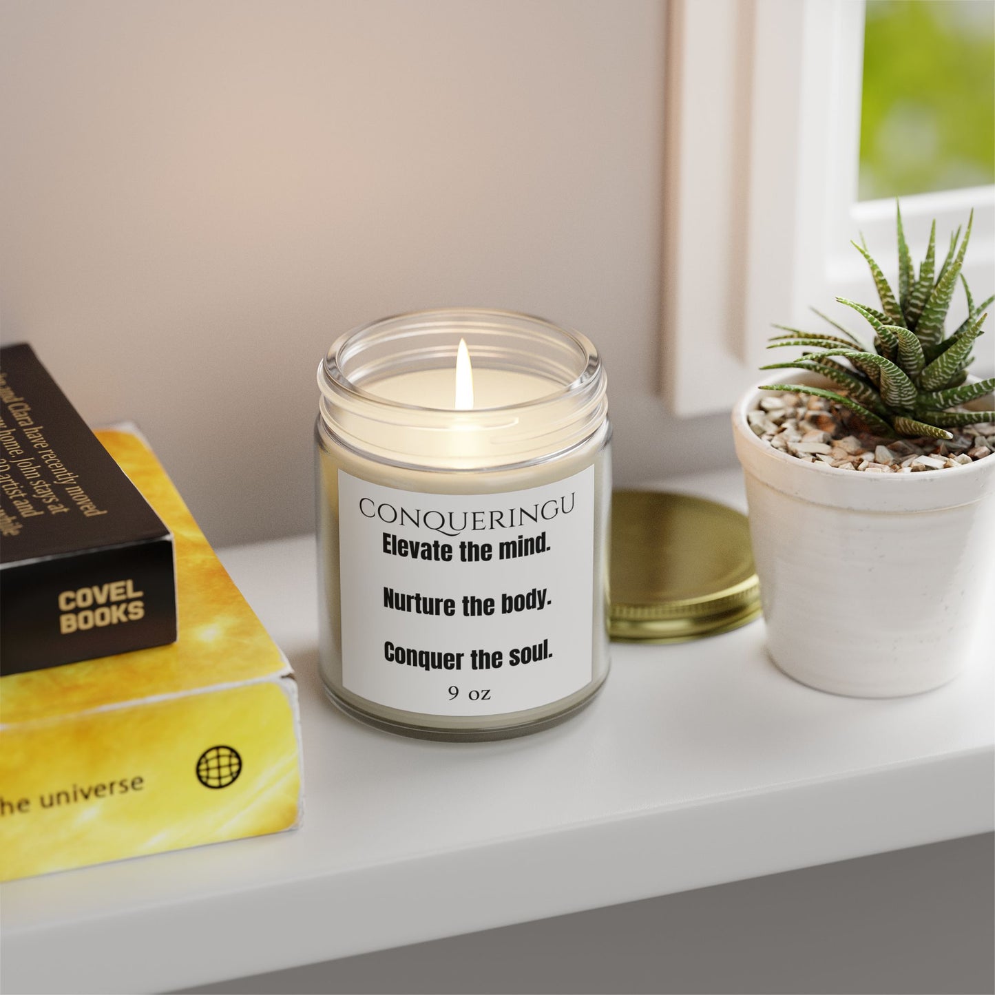 9 oz "Elevate, Nurture, Conquer" Slogan Candle