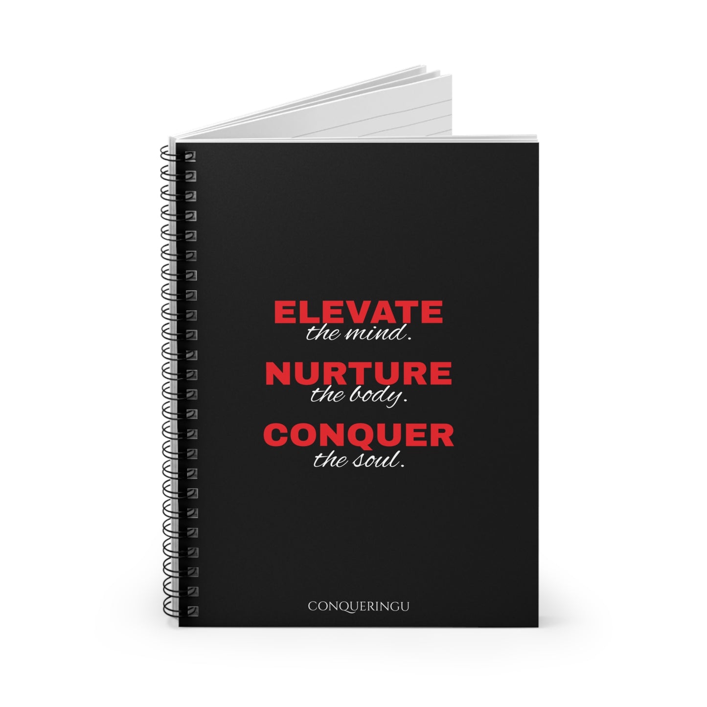 Empower. Nurture. Conquer Red Lettering Spiral Notebook - Ruled Line