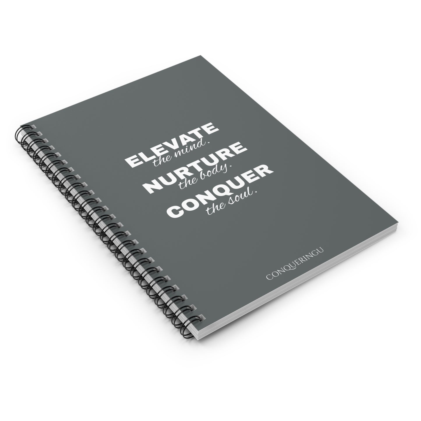 Empower. Nurture. Conquer Dark Grey Spiral Notebook - Ruled Line