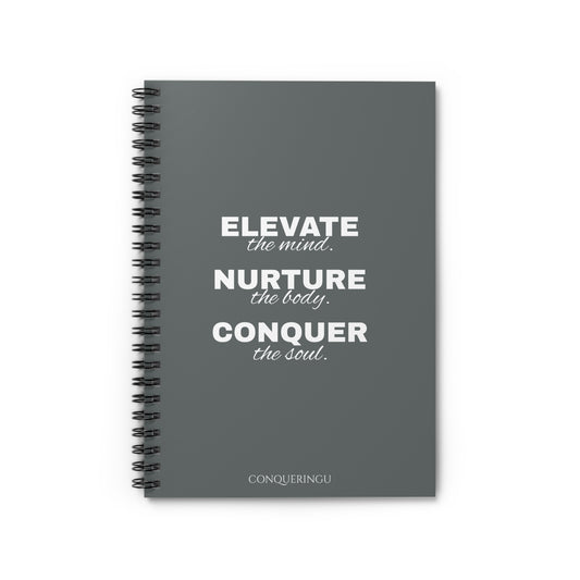 Empower. Nurture. Conquer Dark Grey Spiral Notebook - Ruled Line