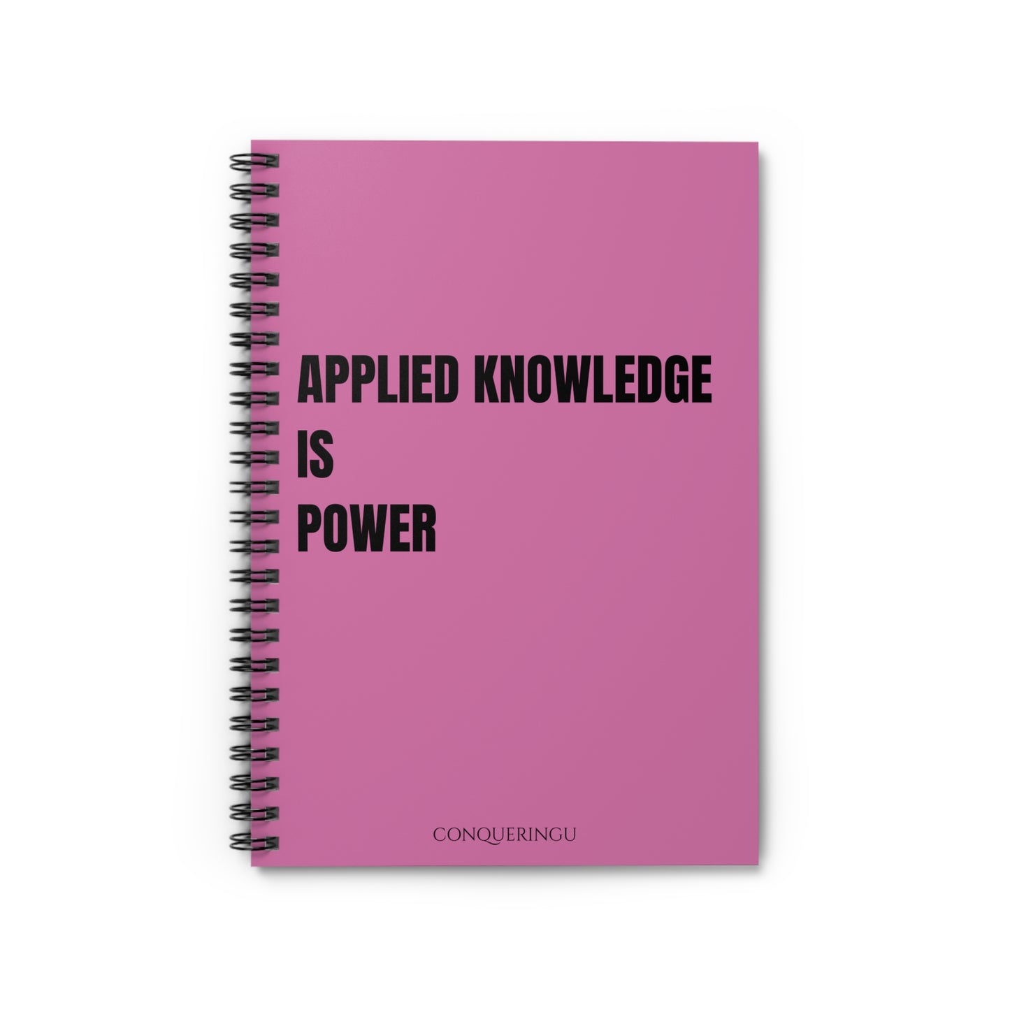 Applied Knowledge Is Power Light Pink Spiral Notebook - Ruled Line