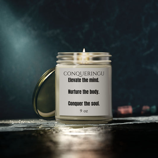 9 oz "Elevate, Nurture, Conquer" Slogan Candle