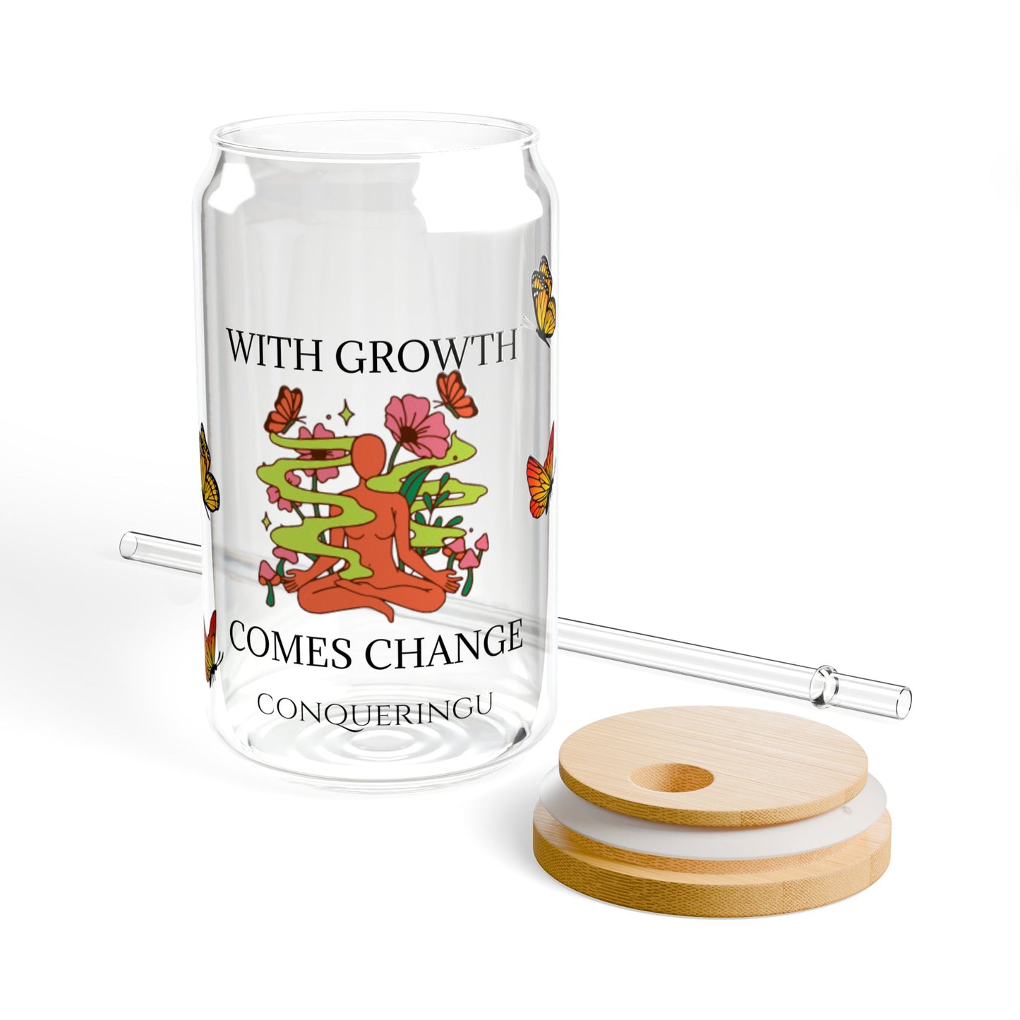 With Growth Comes Change Sipper Glass, 16oz