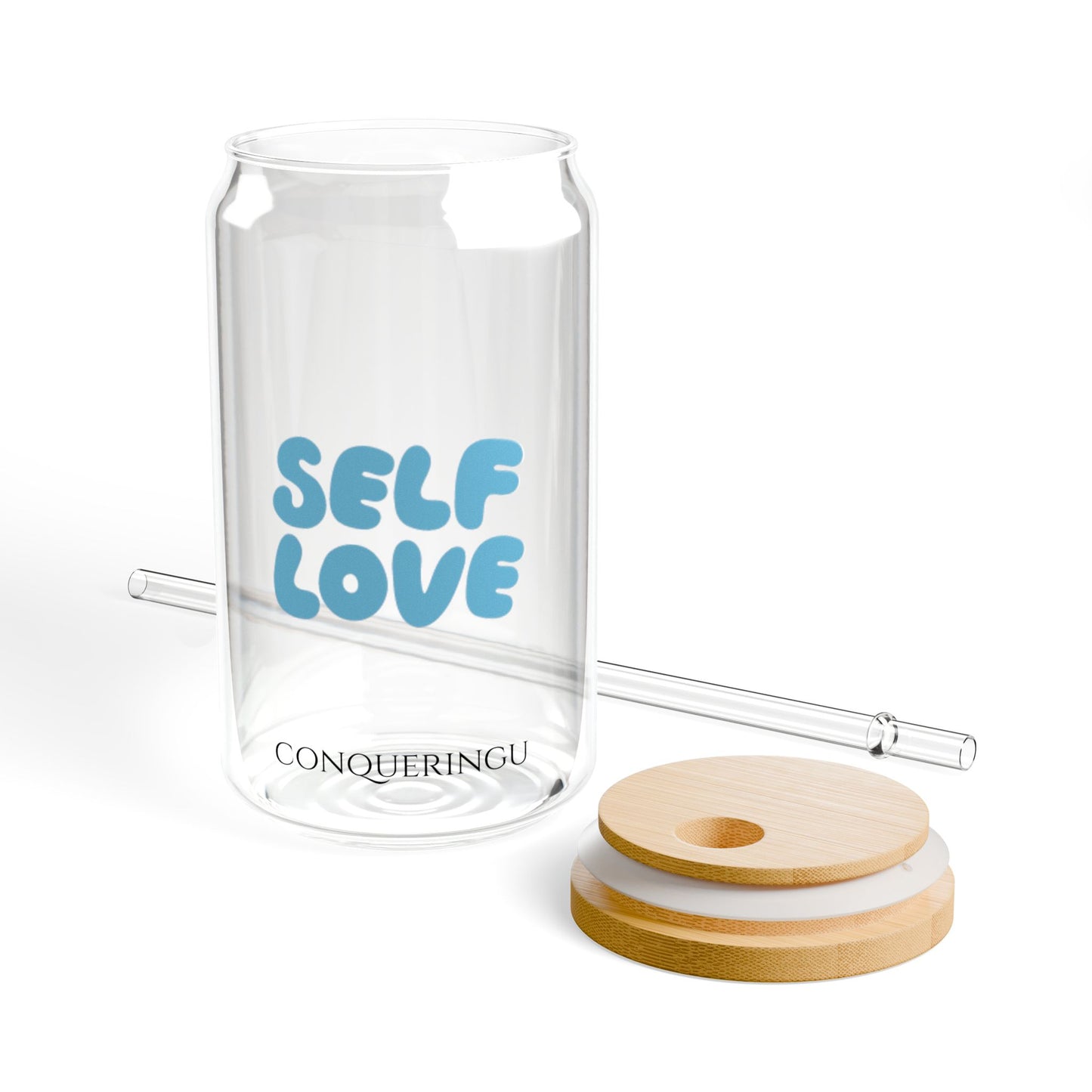 Self Love Light Blue Sipper Glass, 16oz