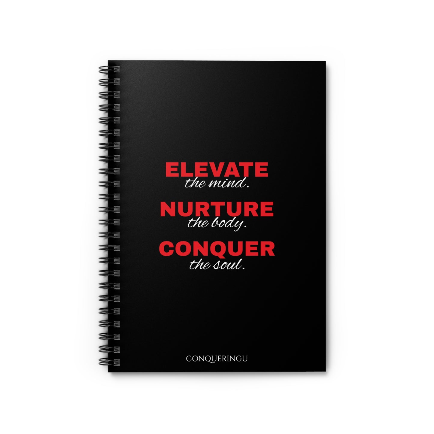 Empower. Nurture. Conquer Red Lettering Spiral Notebook - Ruled Line