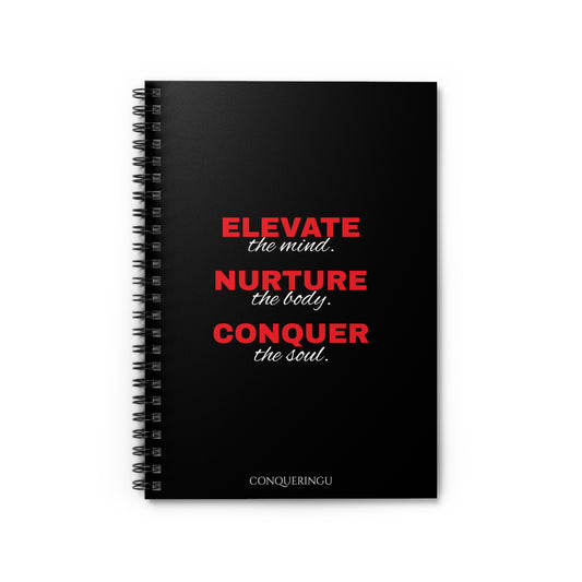 Empower. Nurture. Conquer Red Lettering Spiral Notebook - Ruled Line