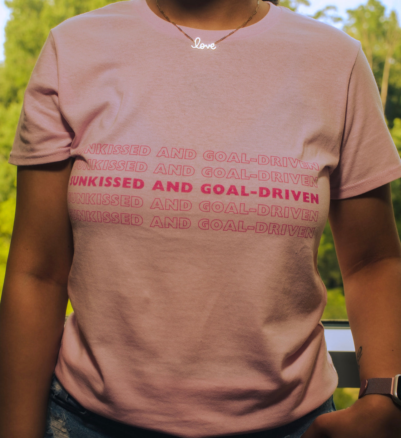 Women's Midweight Cotton Tee "Sunkissed And Goal-Driven"